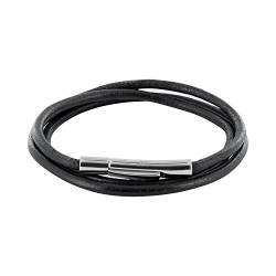 Auroris Echtleder Kette/Armband 3mm Farbe: schwarz mit Hebeldruckverschluss aus Edelstahl - Länge: 55cm von Auroris