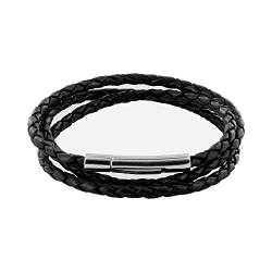 Auroris Echtleder Kette/Armband geflochten 3mm Farbe: schwarz mit Hebeldruckverschluss aus Edelstahl - Länge: 19cm von Auroris