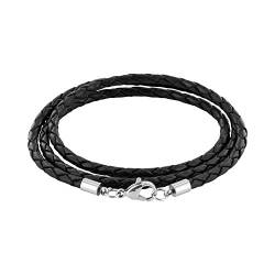 Auroris Echtleder Kette/Armband geflochten 3mm Farbe: schwarz mit Karabinerverschluss aus Edelstahl - Länge: 50cm von Auroris
