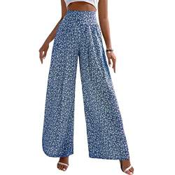 Ausla Damen Boho Weite Bein Hose Activewear Hosen Elastische hohe Taille Jogginghose Strandhosen (L) von Ausla