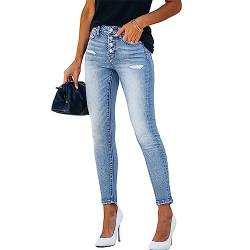 Ausla Damen Jeans Skinny Fit Jeanshosen mit Seitentaschen High Waist Jeans Freizeithose (M) von Ausla