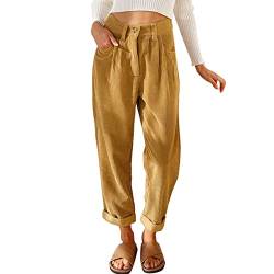 Ausla Damen Retro Hohe Taille Gerade Bequem Cordhose Slim Pants(XL-Khaki) von Ausla