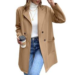 Ausla Damen Revers Blazer Mantel Offen Frühling Herbst Hemden Lockere Casual Basic Slim Fit Cardigan Freizeit Jacke mit Knöpfe (L) von Ausla