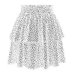 Ausla Damen Sommer Geschichteter Rüschensaum Polka Dot Elastische Taille Dehnbarer Mini-Stufenrock (S) von Ausla