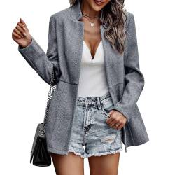 Ausla Damen Stehkragen Blazer Casual Business Jacke Jacquard Elegant Lässige Mantel Slim Fit Cardigan Frühling Herbst (L) von Ausla