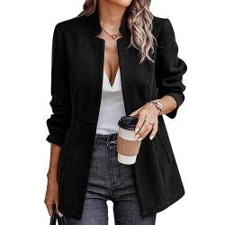 Ausla Damen Stehkragen Blazer Casual Business Jacke Jacquard Elegant Lässige Mantel Slim Fit Cardigan Frühling Herbst (L) von Ausla