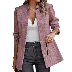 Ausla Damen Stehkragen Blazer Casual Business Jacke Jacquard Elegant Lässige Mantel Slim Fit Cardigan Frühling Herbst (L) von Ausla