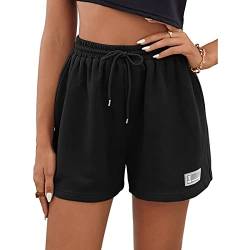 Ausla Frauen Sommer Sport Shorts Elastische Taille Kordelzug Weite Beine Lose Lässige Joggerhose (S) von Ausla