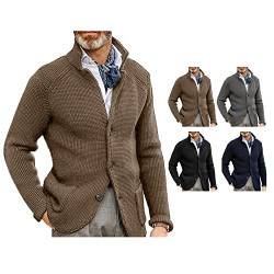 Ausla Herren Strickjacke mit V-Ausschnitt und Knopfleiste Outdoor Sweatshirt Cardigan Feinstrick (L-Khaki) von Ausla
