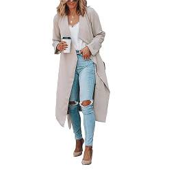 Ausla Maxi-Trenchcoat für Damen mit Offener Vorderseite, Stilvoller, Langärmliger Mantel mit V-Ausschnitt für die Tägliche Büroparty (L) von Ausla