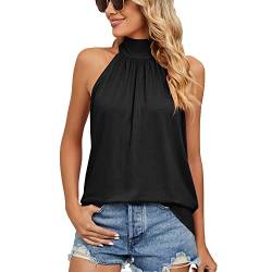 Damen Ärmellos Camisole Bluse Sommer Oberteile Plissiertes Neckholder Schulterfrei Tank Top Weste Loose Fit Elegante(M) von Ausla