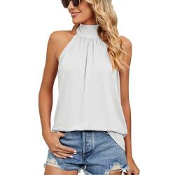 Damen Ärmellos Camisole Bluse Sommer Oberteile Plissiertes Neckholder Schulterfrei Tank Top Weste Loose Fit Elegante(S) von Ausla