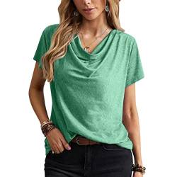 Damen Oberteile mit Wasserfallausschnitt, Kurzärmeliges Hemd, Sommer, Lässiges T-Shirt, Locker (M) von Ausla