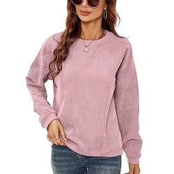 Damen-Sweatshirt aus Cord, Basic, übergroß, Rundhalsausschnitt, Lässig, Langärmelig, Sweatshirt-Pullover (S) von Ausla