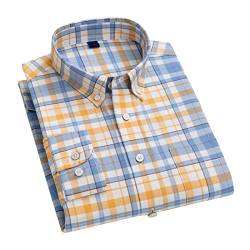 Herren Revers Plaid Langarm Trachtenhemd Casual Shirt Regular Fit Karo Hemden(42-6-3) von Ausla