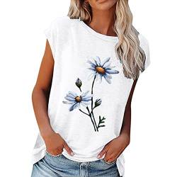 Kurzarm-T-Shirts mit Blumenmuster für Damen, Lässige Sommer-Hemdoberteile (L) von Ausla