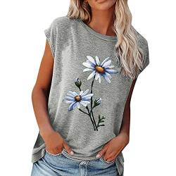 Kurzarm-T-Shirts mit Blumenmuster für Damen, Lässige Sommer-Hemdoberteile (M) von Ausla