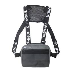 Modische Chest Rig Vest-Hüfttasche mit Verstellbarem Riemen für Mobiltelefone, Wasserflaschen, Brillen, Geldbörsen oder Schlüssel (Hellgrau) von Ausla