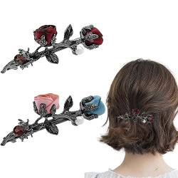 2 Stück Vintage Kristall Rose Haarspange Strass Haarspange Blume Kristall Perle Haarspange Haarschmuck für Frauen von Auswalar