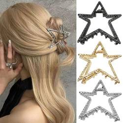 3 Stück Vintage-Haarspangen aus Metall, Stern-Design, starker Halt, rutschfest, modisches Haar-Accessoire für Frauen und Mädchen, dünnes dickes Haar von Auswalar
