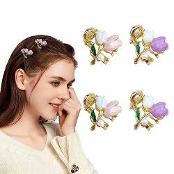 4 Stück Mini-Haarspangen mit Tulpen, elegantes Haar-Accessoire für Damen und Mädchen von Auswalar