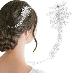 Braut Hochzeit Haarkamm Perle Blume Haarteil Strass Braut Haar Seitenkamm Haarschmuck für Frauen von Auswalar