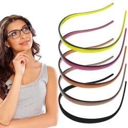 Flex-Stirnbänder für Damen mit Brille, unsichtbar, lockig, dick, quadratisch, modisches Sonnenbrille, Stirnband, rutschfestes Haar für Männer und Frauen, Zahnkamm, Haar-Accessoires, 5 Stück von Auswalar