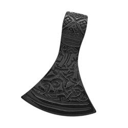 Anhänger Axt Beil Schwarz Wikinger Tribal Keltisch Celtic Edelstahl Halskette Lederkette Gothic Kugelkette Damen Herren schwarz-nur-anhänger von Autiga
