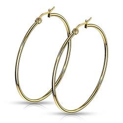 Autiga® Damen Creolen Kreolen Ohrringe Ohrstecker Edelstahl gold 35 mm von Autiga