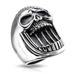 Autiga® Herren-Ring Edelstahl Flaschenöffner lachender Totenkopf Skull Lachen Biker Gothic silber 72 - Ø 23,01 mm von Autiga