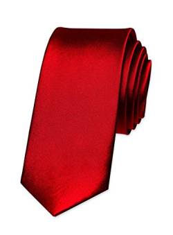 Autiga® Krawatte Herren Hochzeit Konfirmation Slim Tie Retro Business Schlips schmal dunkelrot von Autiga