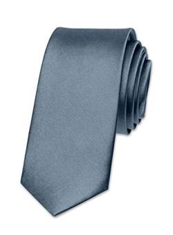 Autiga® Krawatte Herren Hochzeit Konfirmation Slim Tie Retro Business Schlips schmal schiefergrau von Autiga