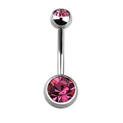 Autiga Bauchnabelpiercing 316L Edelstahl Zirkonia Kristalle Strass Banane Belly Banana pink 8 mm von Autiga