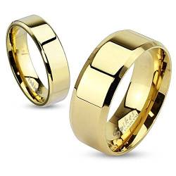 Autiga Damen Herren Ring Edelstahl Partnerring Ehering Verlobungsring Bandring Gold 59 - Ø 18,95 mm 8 mm von Autiga