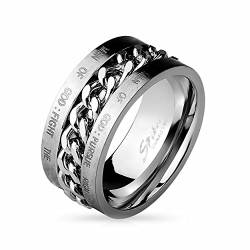 Autiga Herren Ring Männer Edelstahl Ketten Inlay Kettenring Gebets Gravur Herrenring schwarz 70 - Ø 22,20 mm von Autiga