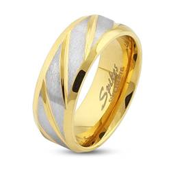 Autiga Ring Edelstahl Herren Damen Diagonal Streifen Partnerring Ehering Gold Schwarz Bandring gold 49 - Ø 15,70 mm 6 mm von Autiga