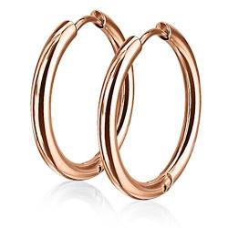 Damen Creolen Kreolen Ohrringe Ohrstecker Edelstahl Autiga® rosègold 10 mm von Autiga