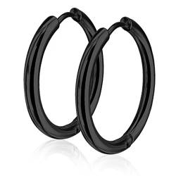 Damen Creolen Kreolen Ohrringe Ohrstecker Edelstahl Autiga® schwarz 20 mm von Autiga