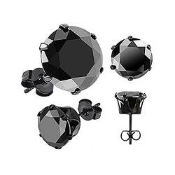 Ohrstecker Zirkonia Edelstahl Damen Herren Ohrringe Kristall schwarz transparent schwarz-rund 6 mm von Autiga