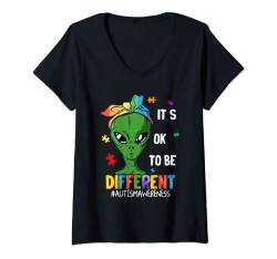 Damen Autismus Geschenk Asperger-syndrom Aspie-puzzle T-Shirt mit V-Ausschnitt von Autismus Tshirt Autist Autistisch Asperger