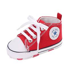 Auxm Babyschuhe für 0-18 Monate, Baby Segeltuchschuhe rutschfeste Schuhe Sneaker (Rot, Numeric_19) von Auxm