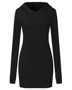 Auxo Damen Bodycon Kapuzenpullover Langarm Hoodie Tunika Longshirt Kleider Tops A-schwarz X-Large von Auxo