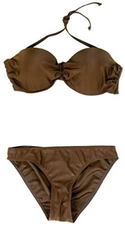 AvaMia Damen Bikini Set vorgeformtes Bandeau-Bikinitop mit Bikinihose Low Farbe Braun L von AvaMia