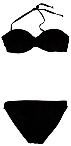 AvaMia Damen Bikini Set vorgeformtes Bandeau-Bikinitop mit Bikinihose Low Farbe Schwarz M von AvaMia