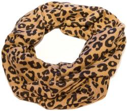 AvaMia Loop Schlauchschal Schal Damenschal Pashminal Leopard Look braun mit schwarzen Punkten 26 cm x 75 cm von AvaMia