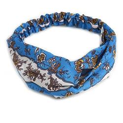 Avalaya Haarband / Kopfband, elastisch, Blumenmuster, Blau / Weiß von Avalaya