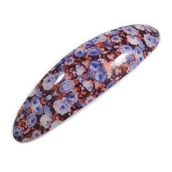 Romantische Haarspange aus Acryl, mit Blumenmuster, oval, 90 mm, Violett / Schwarz / Braun von Avalaya