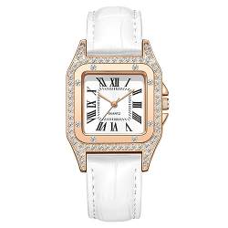 Avaner Armbanduhr Damen Uhr mit Strasssteine Quadratischem Gehäuse Römisches Ziffern Damen Lederarmbanduhr Analoge Quarzuhr für Frauen von Avaner