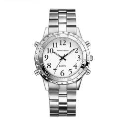 Avaner Armbanduhr Herren Damen Uhren Analoger Quarz Uhr Edelstahlarmband Sprachuhr Wecker Funktion Uhren für Männer Frauen von Avaner