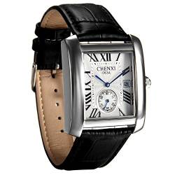 Avaner Armbanduhr mit quadratisches Zifferblatt Herrenuhr mit Lederband Vintage Design mit römischen Ziffern Analog Quarz Kalender Uhr Männer Frauen von Avaner